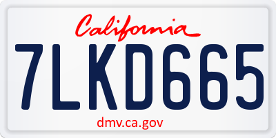 CA license plate 7LKD665