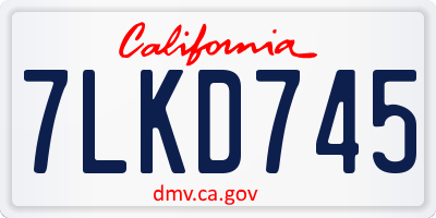CA license plate 7LKD745