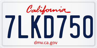 CA license plate 7LKD750