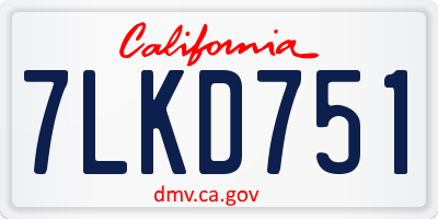 CA license plate 7LKD751
