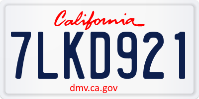 CA license plate 7LKD921
