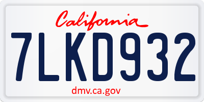 CA license plate 7LKD932