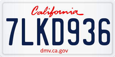 CA license plate 7LKD936