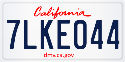 CA license plate 7LKE044