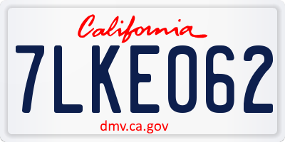 CA license plate 7LKE062