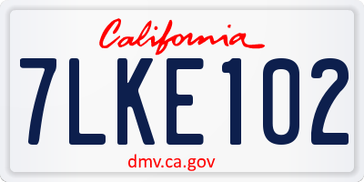 CA license plate 7LKE102
