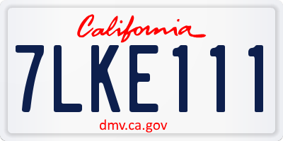 CA license plate 7LKE111