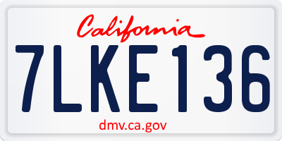 CA license plate 7LKE136
