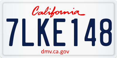CA license plate 7LKE148