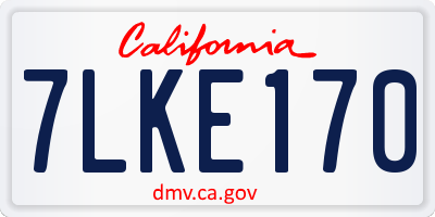 CA license plate 7LKE170