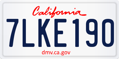 CA license plate 7LKE190