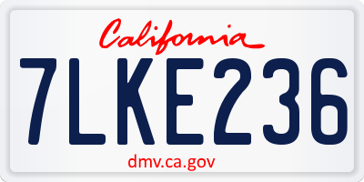 CA license plate 7LKE236