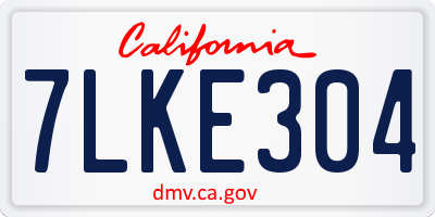 CA license plate 7LKE304