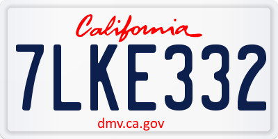 CA license plate 7LKE332