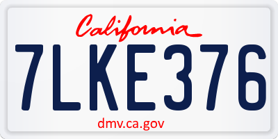 CA license plate 7LKE376
