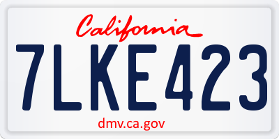 CA license plate 7LKE423