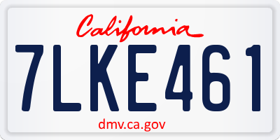 CA license plate 7LKE461