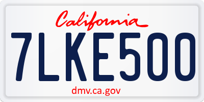 CA license plate 7LKE500