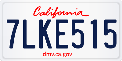 CA license plate 7LKE515