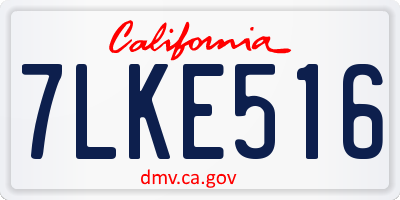 CA license plate 7LKE516