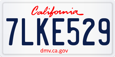 CA license plate 7LKE529