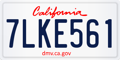 CA license plate 7LKE561