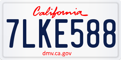 CA license plate 7LKE588