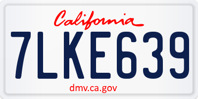 CA license plate 7LKE639