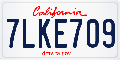 CA license plate 7LKE709
