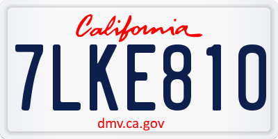 CA license plate 7LKE810
