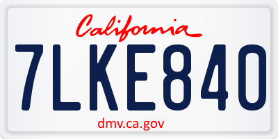 CA license plate 7LKE840