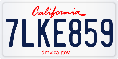 CA license plate 7LKE859