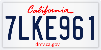 CA license plate 7LKE961