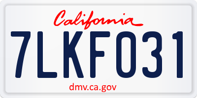 CA license plate 7LKF031