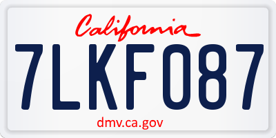 CA license plate 7LKF087
