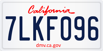 CA license plate 7LKF096