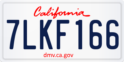 CA license plate 7LKF166