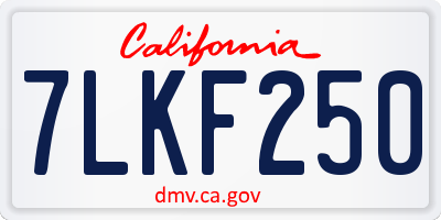 CA license plate 7LKF250