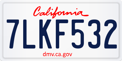 CA license plate 7LKF532