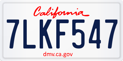 CA license plate 7LKF547