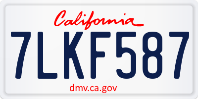 CA license plate 7LKF587