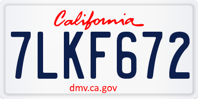 CA license plate 7LKF672