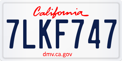 CA license plate 7LKF747