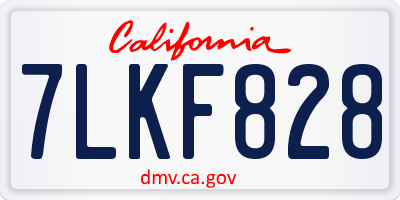 CA license plate 7LKF828