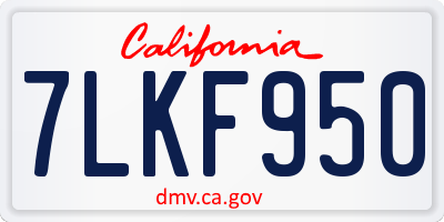CA license plate 7LKF950