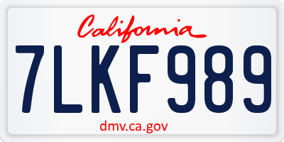 CA license plate 7LKF989