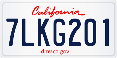 CA license plate 7LKG201