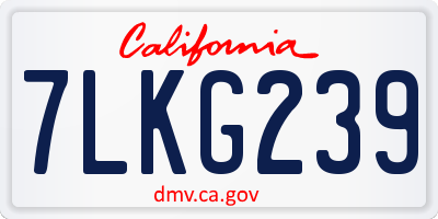CA license plate 7LKG239