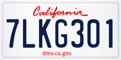 CA license plate 7LKG301