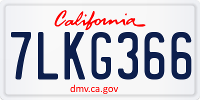 CA license plate 7LKG366